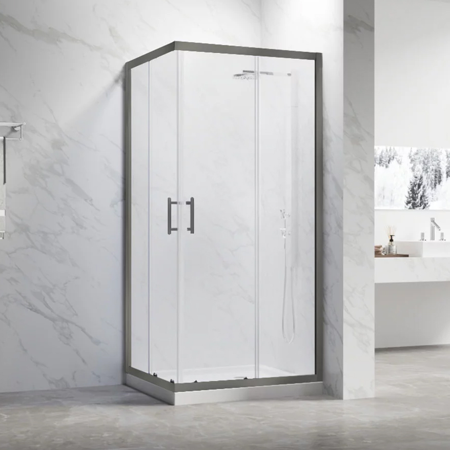 Душевой уголок Veconi Rovigo RV-27GM 100х90 профиль оружейная сталь, стекло прозрачное Душевой уголок Veconi Rovigo RV-27GM 100х90 профиль оружейная сталь, стекло прозрачное