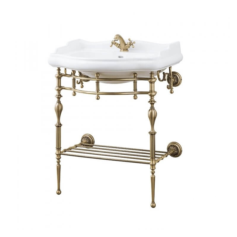 Консоль с раковиной и полкой , бронза 745*545*925 Консоль с раковиной и полкой , бронза 745*545*925