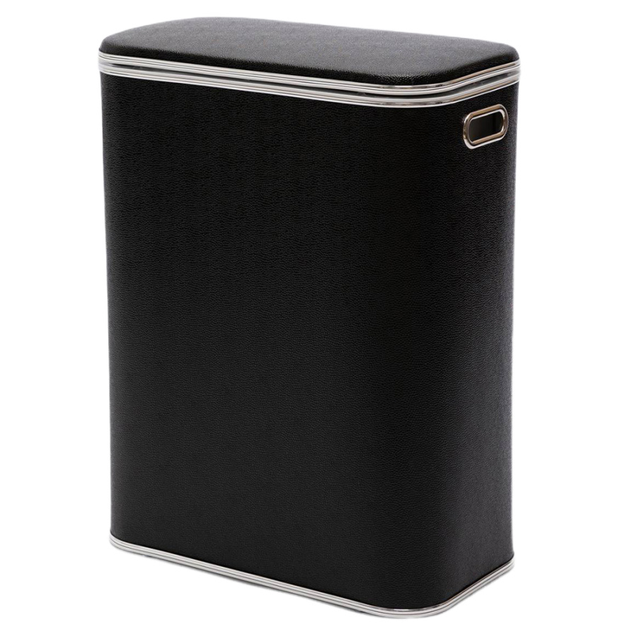 Корзина для белья Geralis KHBH-B 45x25x60 черная, кант хром Корзина для белья Geralis KHBH-B 45x25x60 черная, кант хром