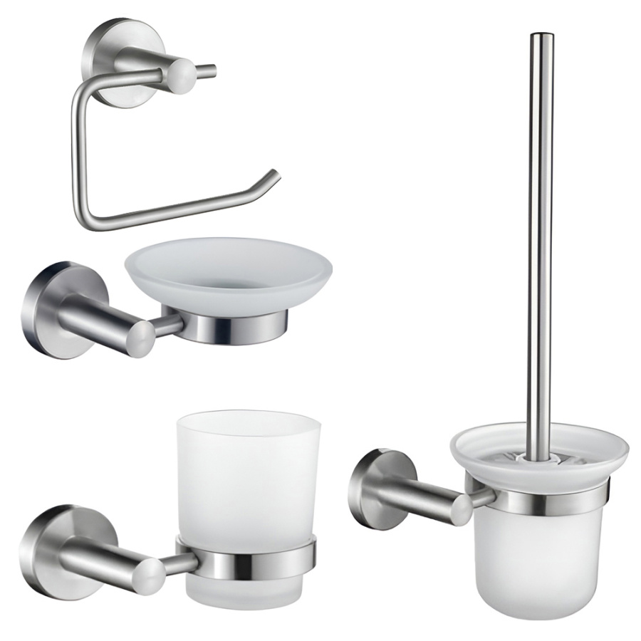 Набор Accoona 121 нержавеющая сталь Стакан+Мыльница+Бумагодержатель открытый+Ершик Набор Accoona 121 нержавеющая сталь Стакан+Мыльница+Бумагодержатель открытый+Ершик
