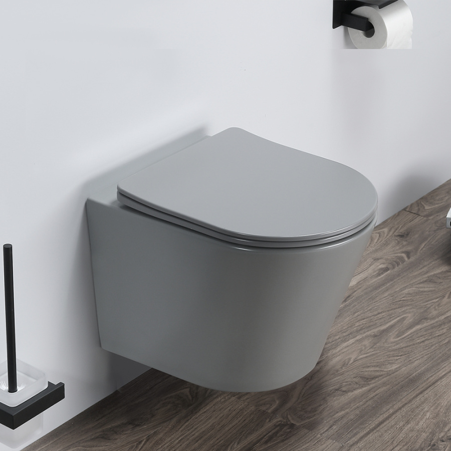 Унитаз подвесной AVS Спектр безободковый, цементно-серый матовый Унитаз подвесной AVS Спектр безободковый, цементно-серый матовый