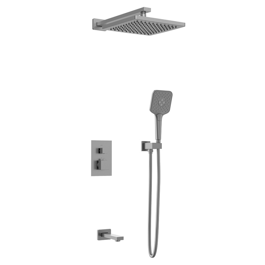 Душевой комплект AVS Termo 4в1 квадратный, оружейная сталь
