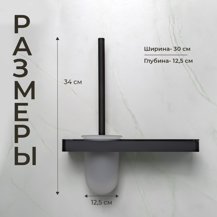 Ершик подвесной AVS Bishop, черный матовый, с полочкой