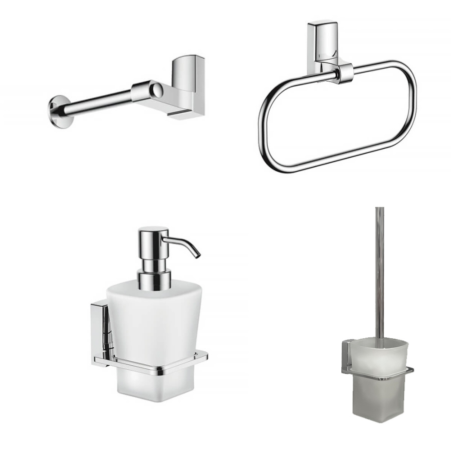 Набор Accoona 125 хром Ершик+Дозатор+Бумагодержатель открытый+Полотенцедержатель-кольцо Набор Accoona 125 хром Ершик+Дозатор+Бумагодержатель открытый+Полотенцедержатель-кольцо