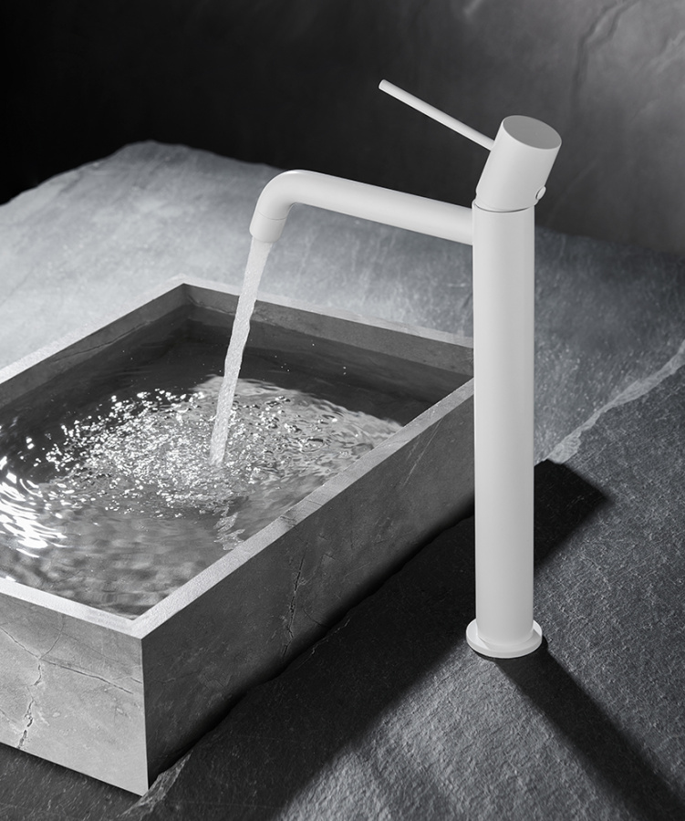 Смеситель для раковины AVS Slimmer высокий, белый матовый