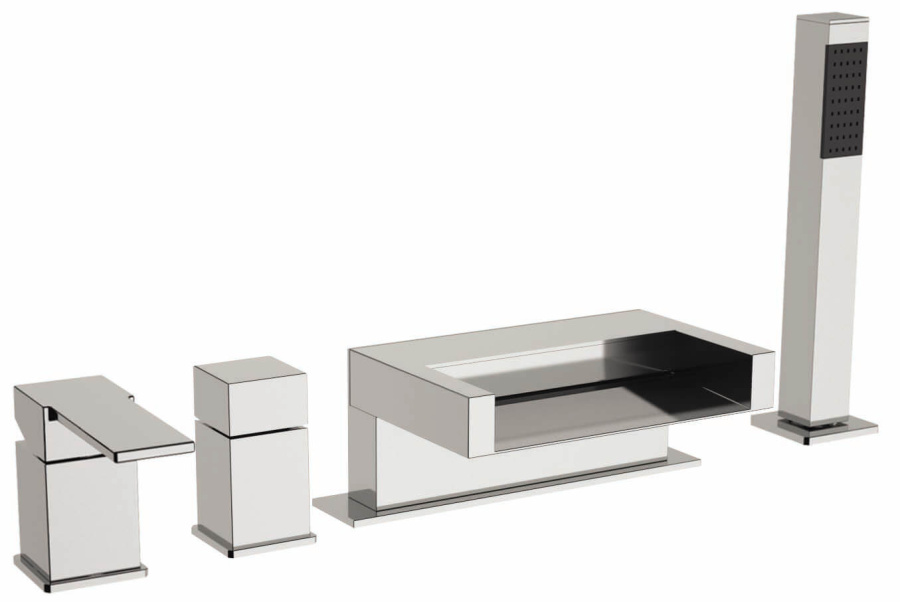 Смеситель на борт ванны Remer Qubica Cascata QC06 хром Смеситель на борт ванны Remer Qubica Cascata QC06 хром