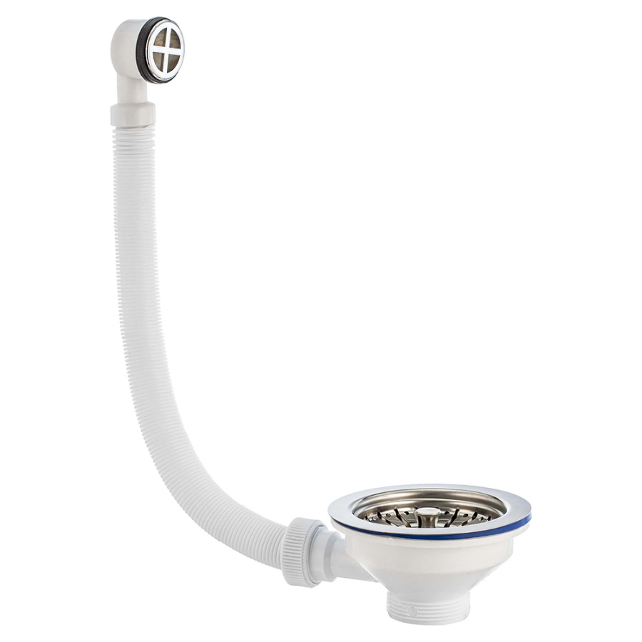 Выпуск для мойки с нержавеющей чашкой 114 мм и круглым переливом Элит Virplast