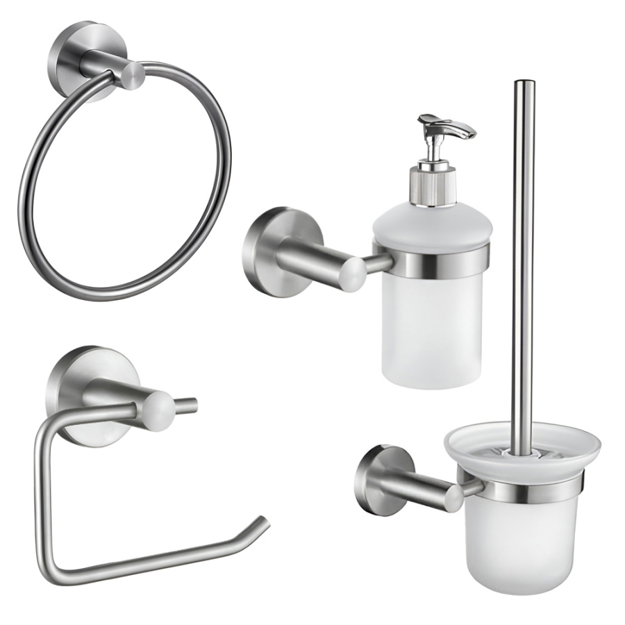 Набор Accoona 121 нержавеющая сталь Ершик+Дозатор+Бумагодержатель открытый+Полотенцедержатель-кольцо Набор Accoona 121 нержавеющая сталь Ершик+Дозатор+Бумагодержатель открытый+Полотенцедержатель-кольцо