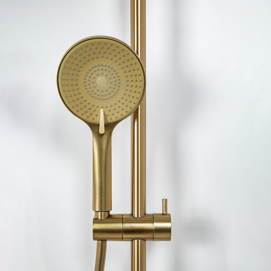 Душевая стойка AVS Slimmer с термостатом, брашированное золото Душевая стойка AVS Slimmer с термостатом, брашированное золото
