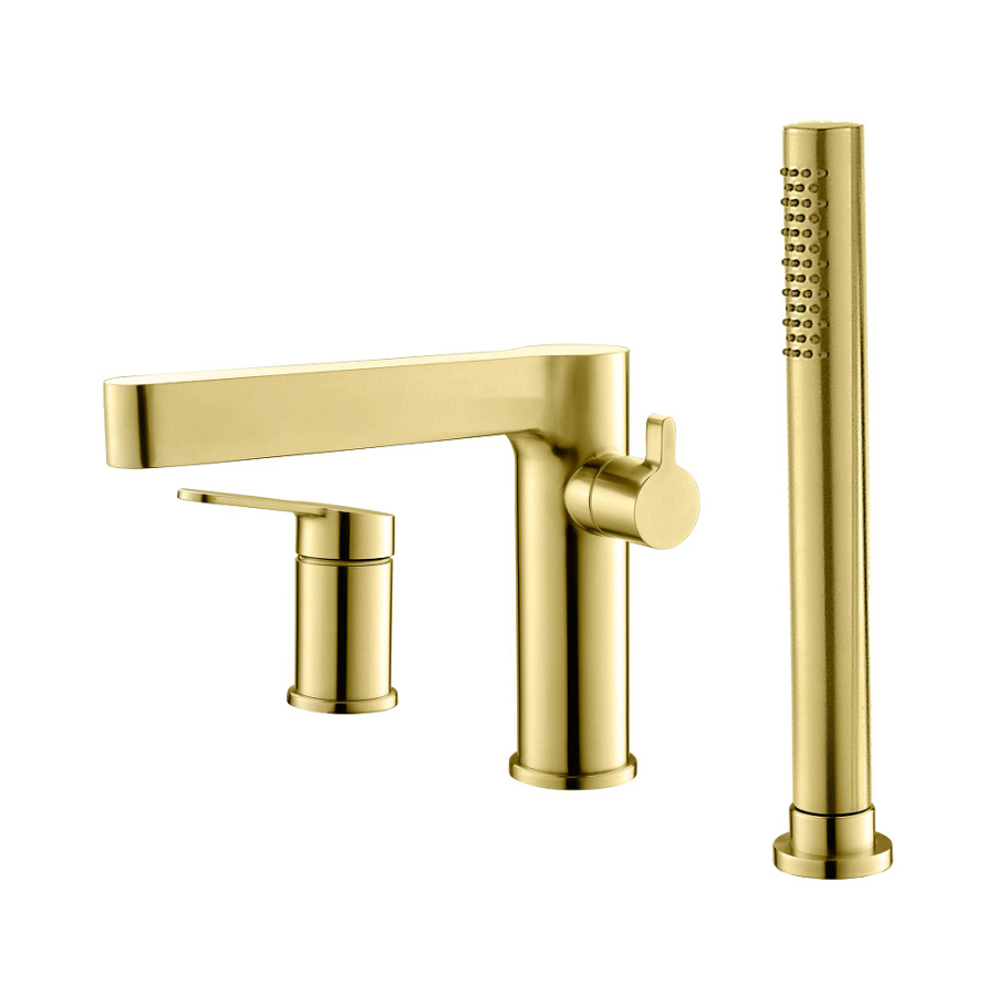 Смеситель на борт ванны BelBagno Delta DEL-BVD3-BORO брашированное золото