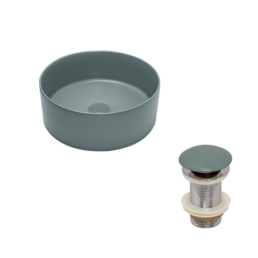 Раковина AVS Лилиан 36x36 зеленая матовая с донным клапаном Раковина AVS Лилиан 36x36 зеленая матовая с донным клапаном