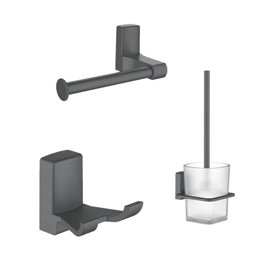 Набор Accoona 125AT графит Бумагодержатель открытый+Ершик+Крючок Набор Accoona 125AT графит Бумагодержатель открытый+Ершик+Крючок