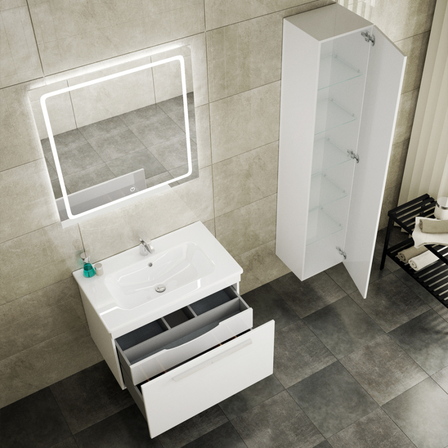 Тумба 800 1ящ подвес + Раковина Эйфория Белый гл Leonie DIBORG