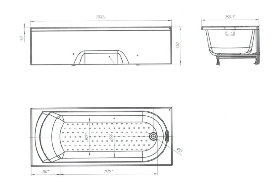Акриловая ванна 1Marka Poseidon Lily 170x70 белая, без каркаса Акриловая ванна 1Marka Poseidon Lily 170x70 белая, без каркаса