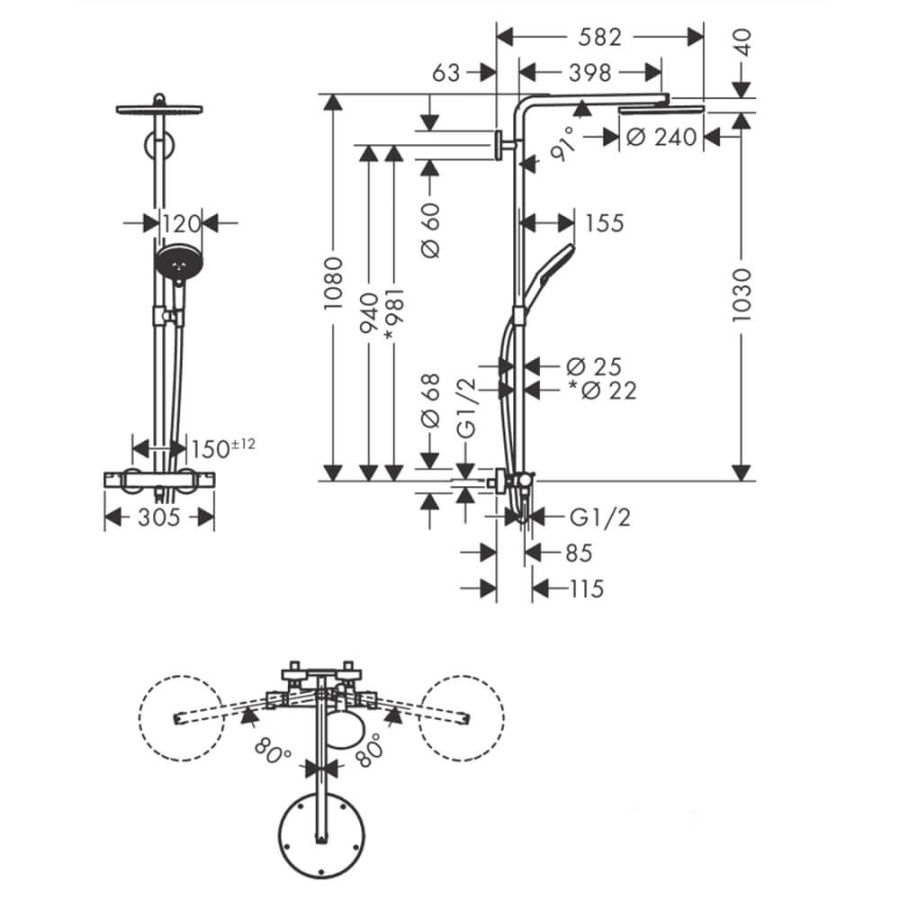 Душевая стойка Raindance Select S Hansgrohe 27633990 