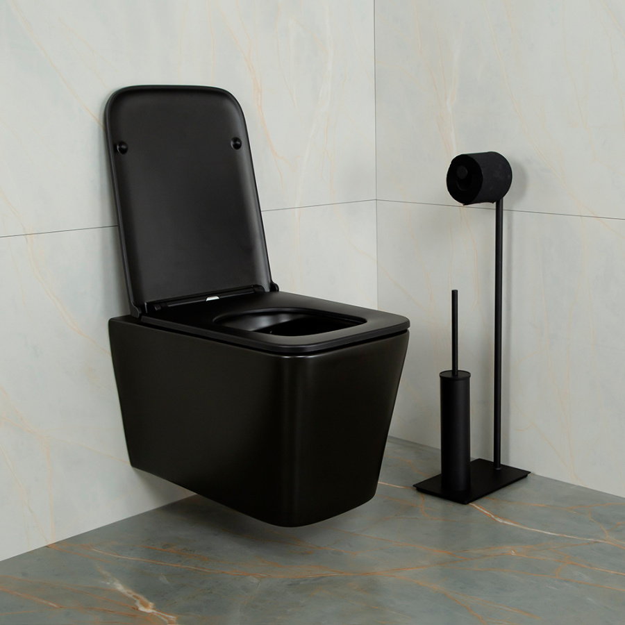 Унитаз подвесной AVS Куб безободковый, черный матовый