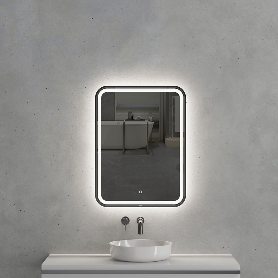 Зеркало с подсветкой AVS Отарио 60х80 см, черное