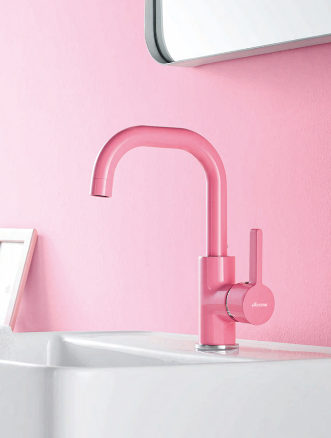 Смеситель для раковины Accoona A9687J розовый Смеситель для раковины Accoona A9687J розовый