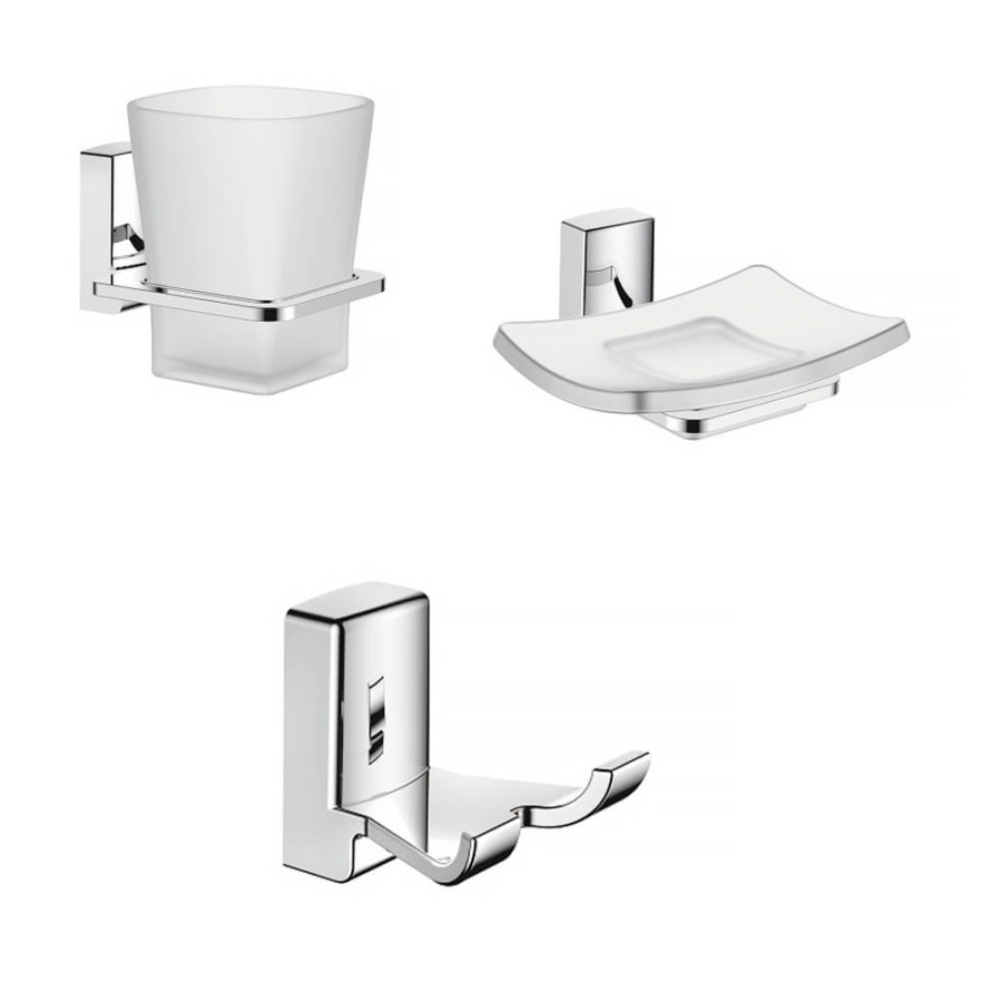 Набор Accoona 125 хром Стакан+Мыльница+Крючок двойной Набор Accoona 125 хром Стакан+Мыльница+Крючок двойной