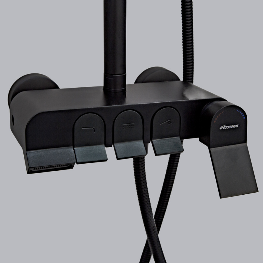 Душевая стойка Accoona A83308F черный матовый