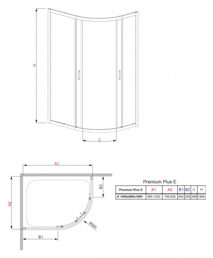 Душевой уголок Radaway Premium Plus 30491-01-06N 100х80 профиль хром, рифленое стекло Душевой уголок Radaway Premium Plus 30491-01-06N 100х80 профиль хром, рифленое стекло