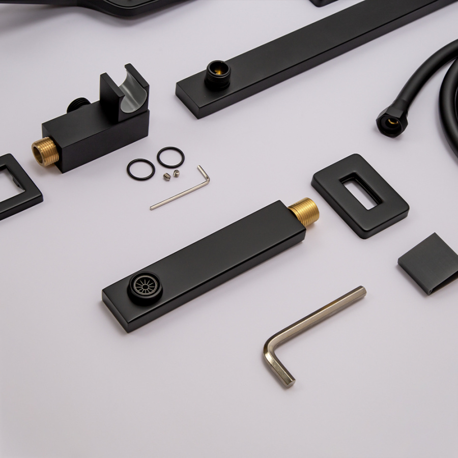 Душевой комплект AVS Cube 4в1черный матовый Душевой комплект AVS Cube 4в1черный матовый