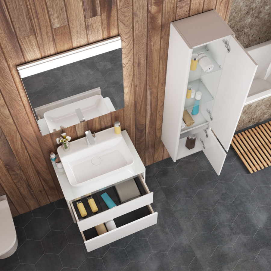 Тумба 700 2ящ + Пенал Белый мат Hanna DIBORG