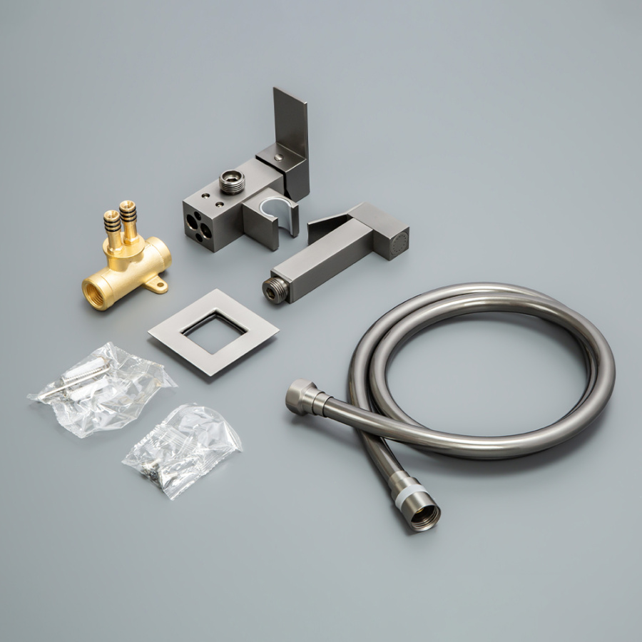 Гигиенический душ со смесителем AVS Cube оружейная сталь