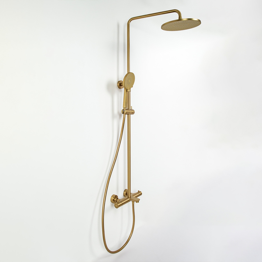 Душевая стойка AVS Slimmer с термостатом, брашированное золото Душевая стойка AVS Slimmer с термостатом, брашированное золото