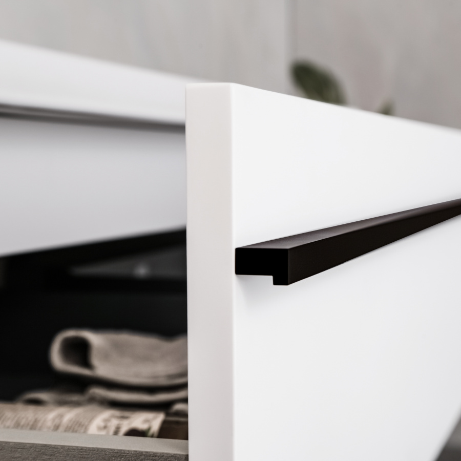 Тумба с раковиной AVS Графика 100 белая матовая с черными ручками Тумба с раковиной AVS Графика 100 белая матовая с черными ручками