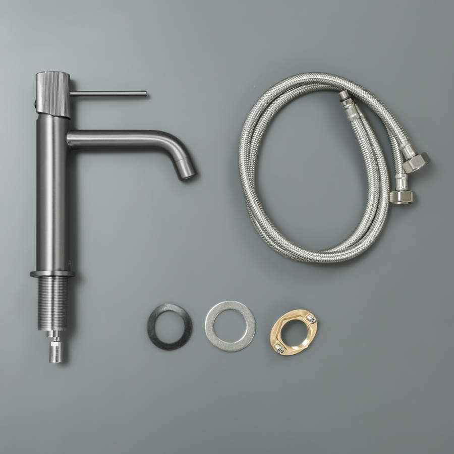 Смеситель для раковины AVS Pulse оружейная сталь