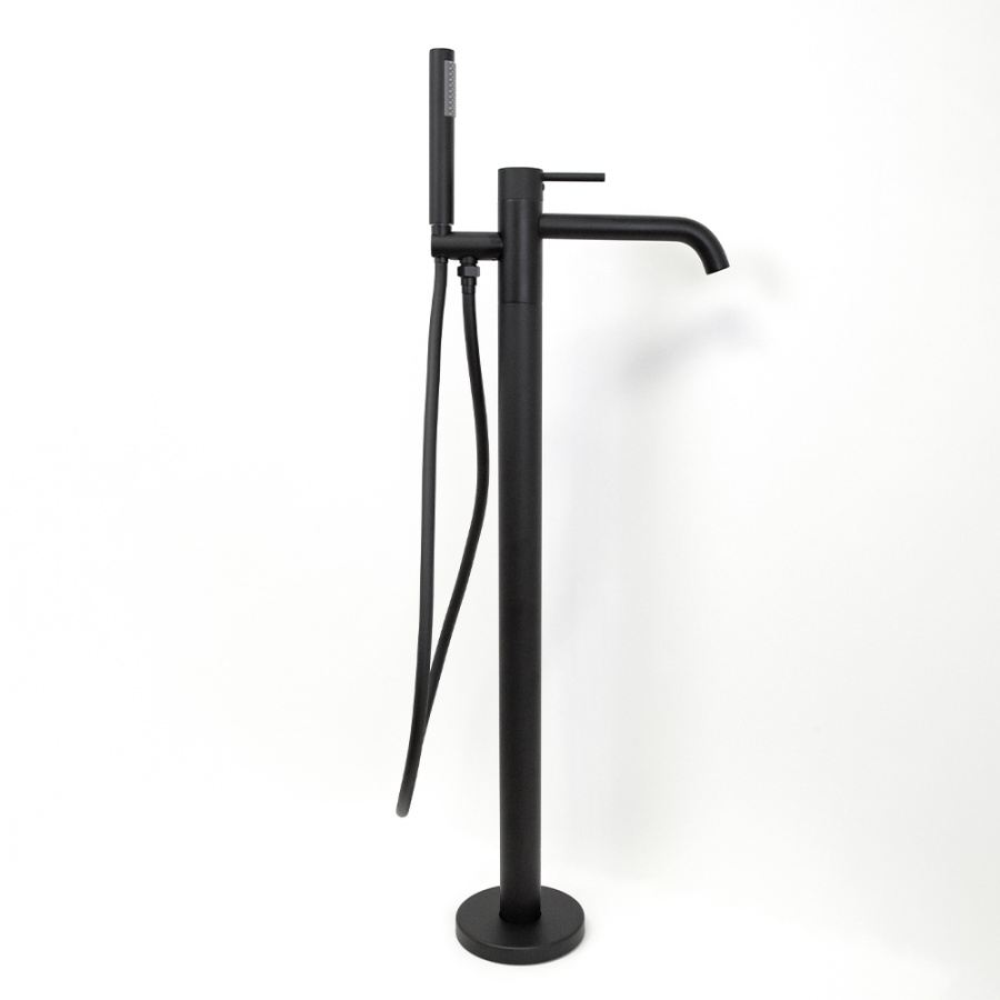 Смеситель для ванны с душем AVS Slimmer напольный, черный матовый