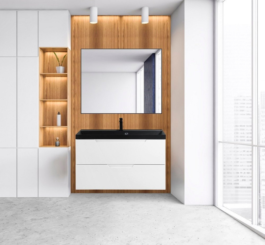 Зеркало BelBagno SPC-AL-1000-800 Nero 100 см, черное