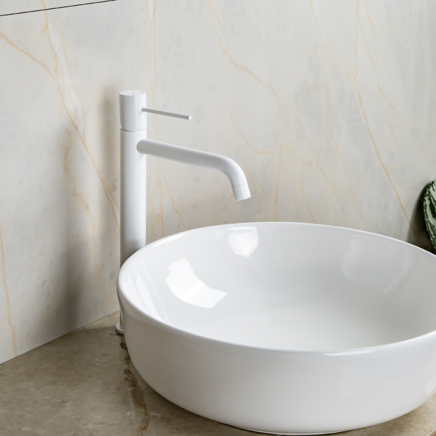 Смеситель для раковины AVS Slimmer высокий, белый матовый