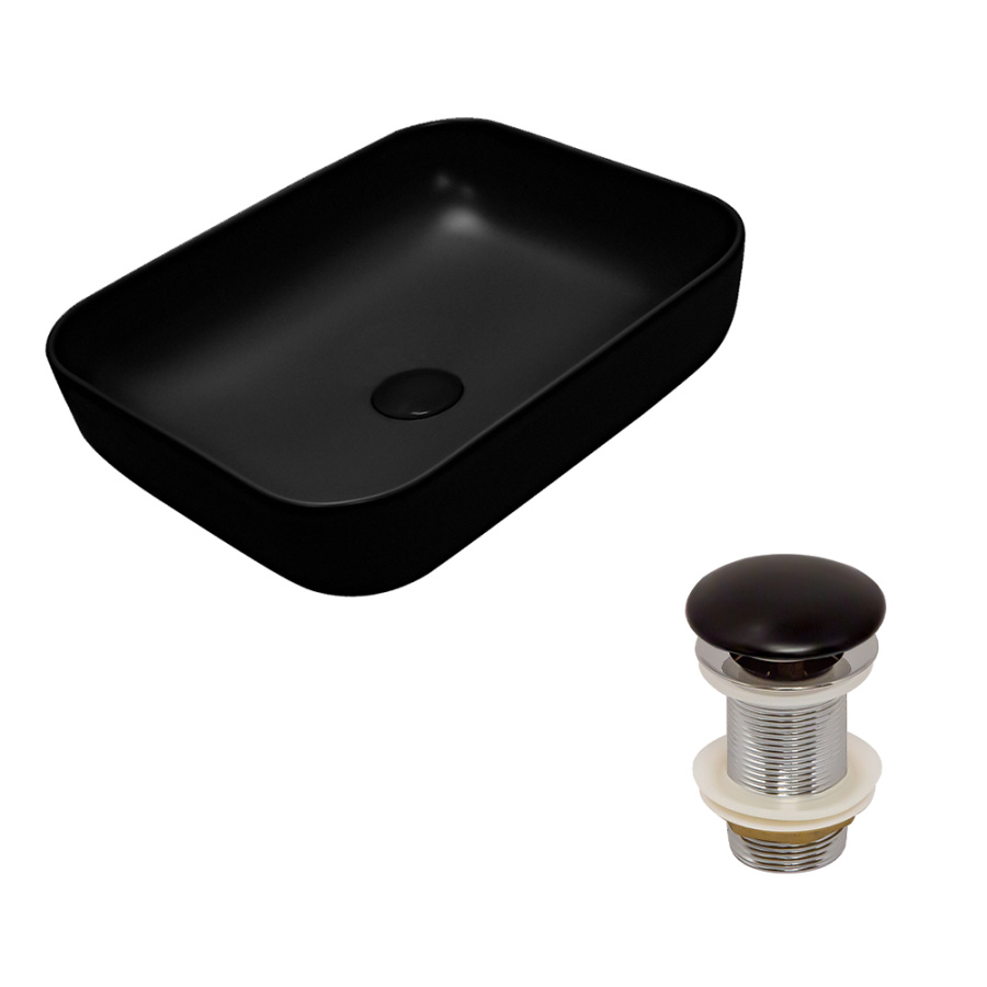 Раковина AVS Розали 50x39 черная матовая с донным клапаном