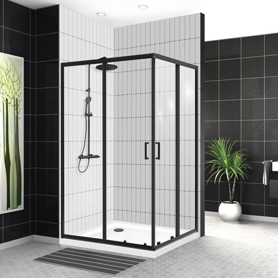 Душевой уголок BelBagno Uno UNO-195-AH-2-120/90-C-NERO 120х90 профиль черный, прозрачное стекло