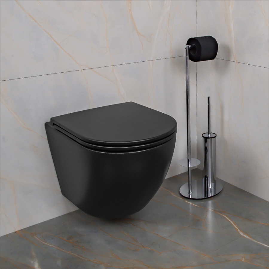 Унитаз подвесной AVS Сити безободковый, черный матовый