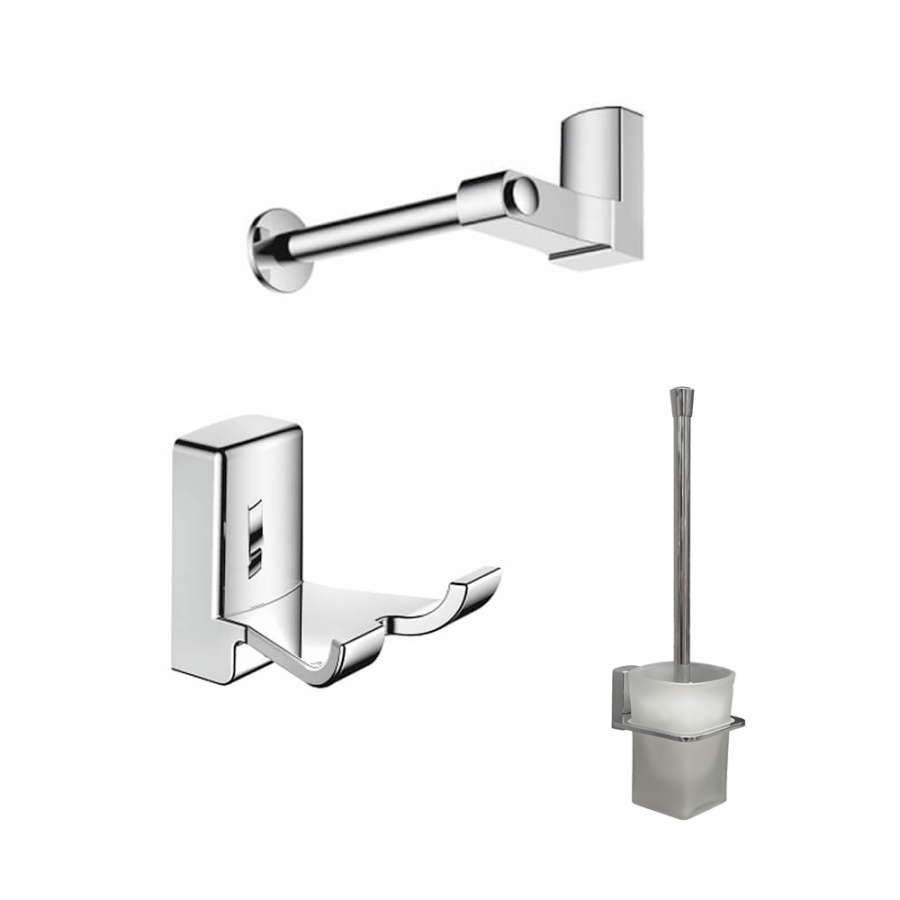 Набор Accoona 125 Бумагодержатель открытый+Ершик+Крючок хром Набор Accoona 125 Бумагодержатель открытый+Ершик+Крючок хром