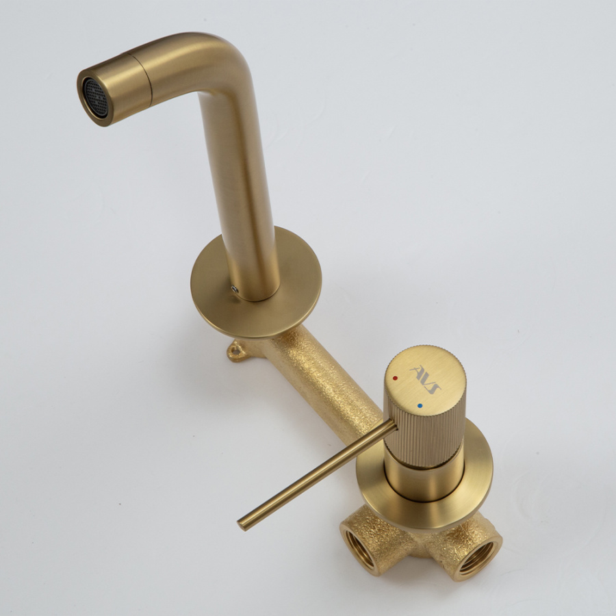 Смеситель для раковины AVS Pulse с внутренней частью, брашированное золото Смеситель для раковины AVS Pulse с внутренней частью, брашированное золото