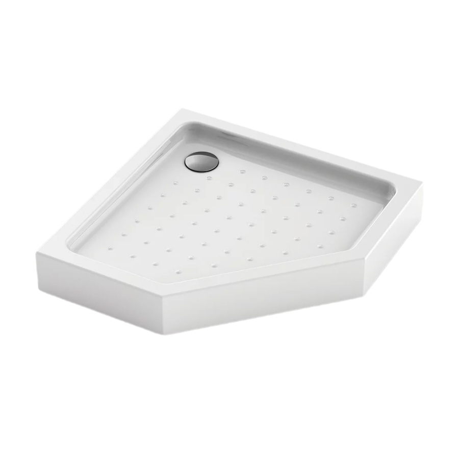 Поддон для душа Veconi Tezeo 90x90 белый, пятиугольный, акрил, с сифоном