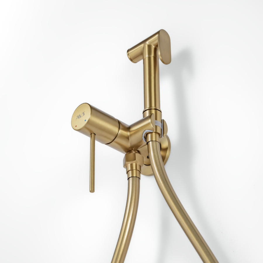Гигиенический душ со смесителем AVS Slimmer брашированное золото Гигиенический душ со смесителем AVS Slimmer брашированное золото