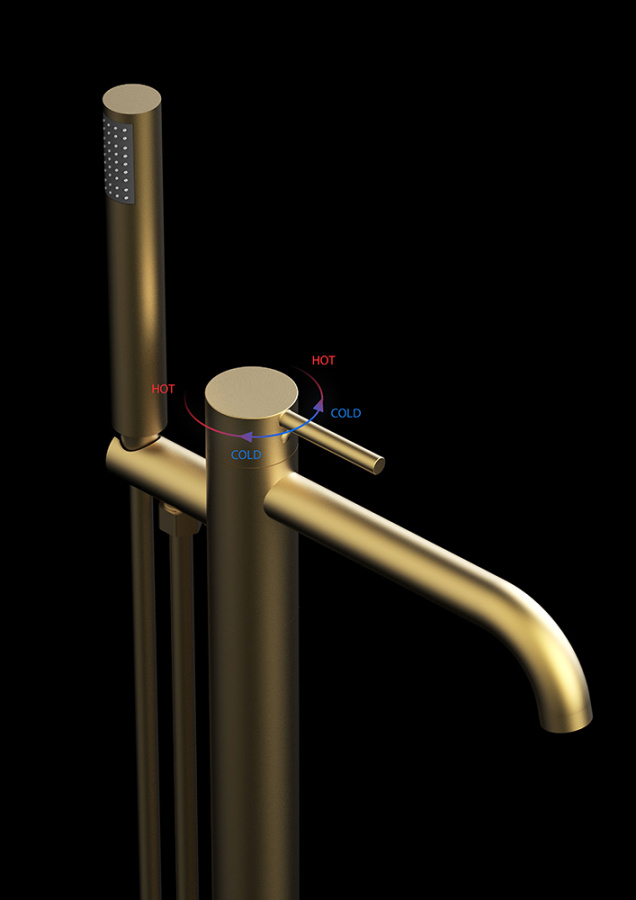 Смеситель для ванны с душем AVS Slimmer напольный, брашированное золото Смеситель для ванны с душем AVS Slimmer напольный, брашированное золото