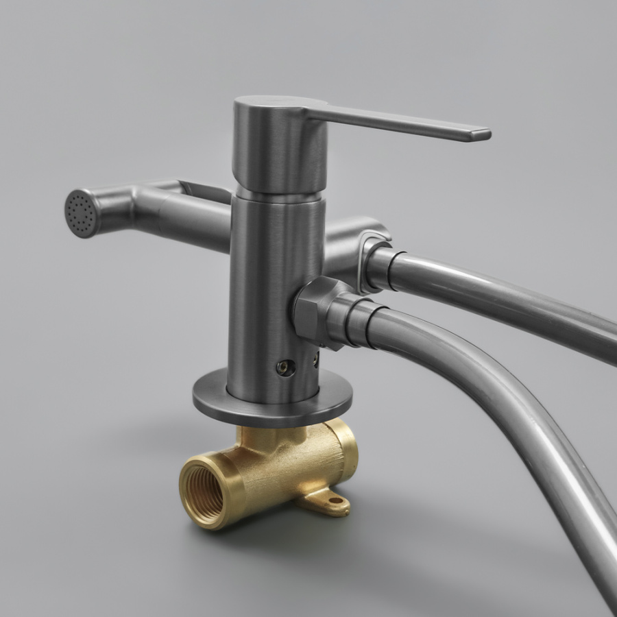 Гигиенический душ со смесителем AVS Elegant оружейная сталь