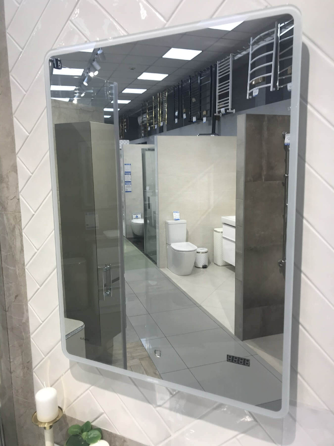 Зеркало 600х800 Led антизапотевание часы Esbano ES-2073HDS