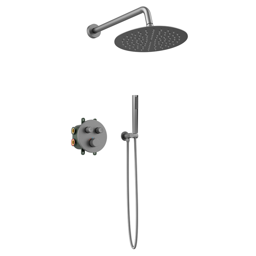 Душевой комплект AVS Luxury 3в1 круглый, оружейная сталь