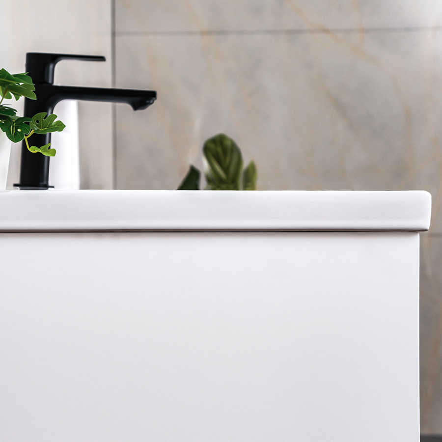 Тумба с раковиной AVS Графика 100 белая матовая с черными ручками Тумба с раковиной AVS Графика 100 белая матовая с черными ручками