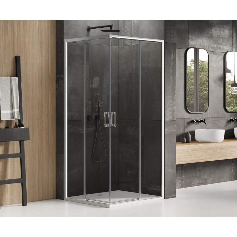 Душевой уголок New Trendy Prime Chrome 90х90 профиль хром, стекло прозрачное