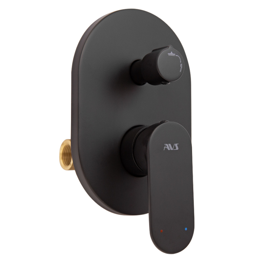 Смеситель для ванны и душа AVS Beauty с внутренней частью, черный матовый