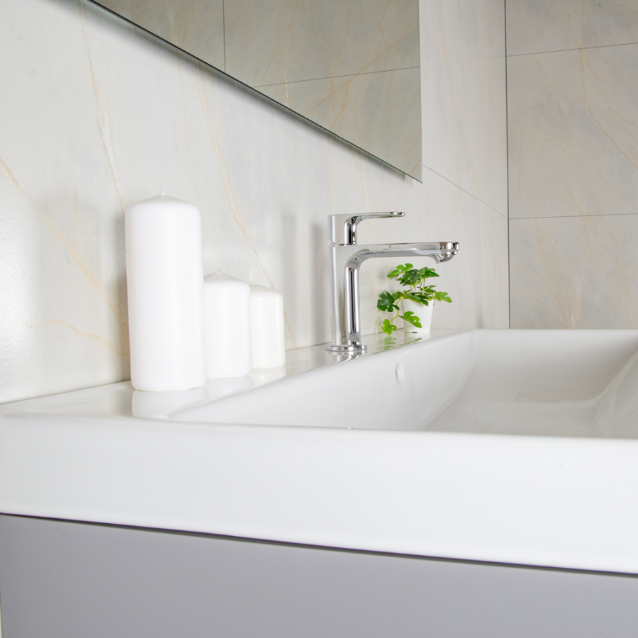 Тумба 1000 2ящ подвес + Раковина 02 Эмаль Платина мат ВЕРНИСАЖ AVS