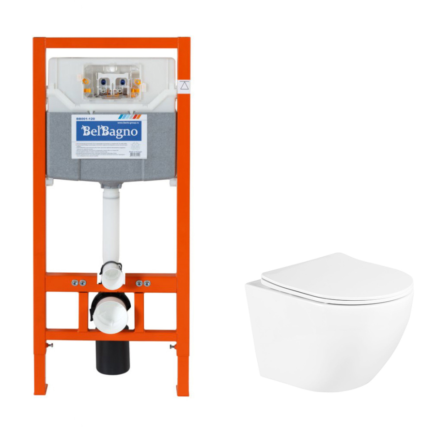 Комплект BelBagno 2в1: Инсталляция BB001-120 + Унитаз подвесной BB3105CHR/SC Комплект BelBagno 2в1: Инсталляция BB001-120 + Унитаз подвесной BB3105CHR/SC